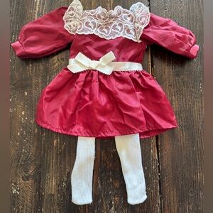 1990s vintage American Girl- Samantha burgundy Christmas Dress with tights
